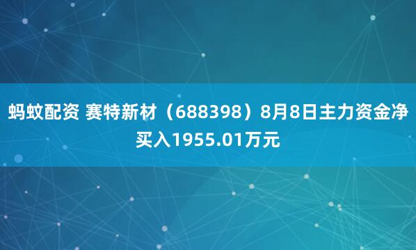 蚂蚊配资 赛特新材（688398）8月8日主力资金净买入1955.01万元