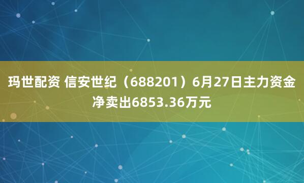玛世配资 信安世纪（688201）6月27日主力资金净卖出6853.36万元