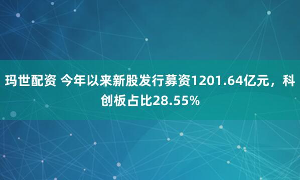 玛世配资 今年以来新股发行募资1201.64亿元，科创板占比28.55%